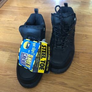 Black steel toe boots